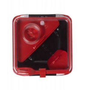 Pudełko na lunch Box Appetit czerwono-czarne z czerwonymi akcesoriami