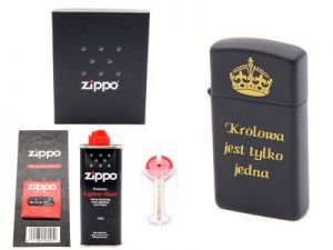 Zapalniczka ZIPPO Z1618 Slim Black prezent benzyna, knoty, kamienie Grawer