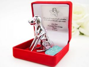 Pies Labrador Róż Swarovski GRAWER chrzest roczek