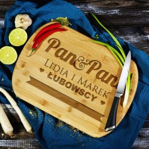 Pan & Pani - deska do krojenia z grawerem - Deska bambusowa