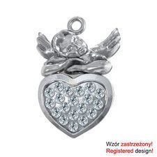 Charms aniołek z serduszkiem kamienie Swarovski H-100