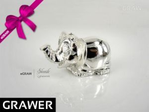 Słonik srebrny na Chrzest Roczek Swarovski GRAWER