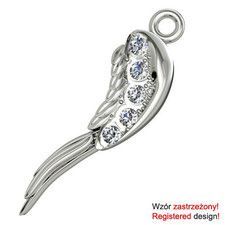 Charms skrzydło z kamieniami Swarovski srebro 925 H-77