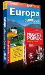 Europa atlas samochodowy 1:800 000 + Pierwsza Pomoc - .