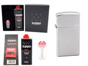 Zestaw Zapalniczka ZIPPO Slim GRAWER benzyna knoty