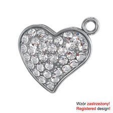 Charms serduszko z kamieniami Swarovski srebro 925 H-99