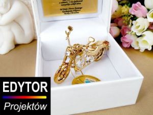 Motocykl Swarovski Choper pamiątka na chrzest roczek