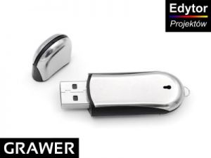 Pendrive chromowo-czarny 8 GB Pamięć USB prezent z GRAWEREM