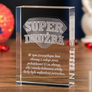 Odznaka 3D »Super Drużba« • personalizowany kryształ 3D • GRAWER 3D